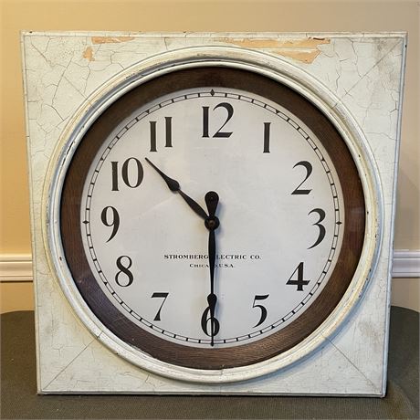Vtg Stromberg Electric Co Clock in Painted Wood Box - not working