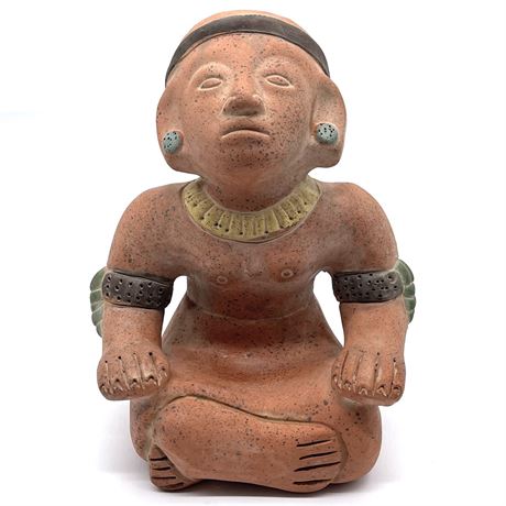 Mexican Aztec Seated Terracotta Priest