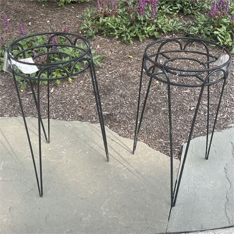 Pair of Coated Metal Plant Stands