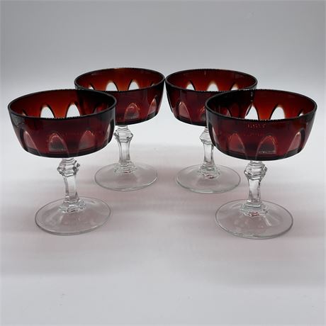 Crystal D'Arques Durand Gothic Arches Lead Crystal Ruby Red Sherbert Glasses