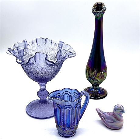 Carnival Glass & Purple-Toned Decorative Glass Lot