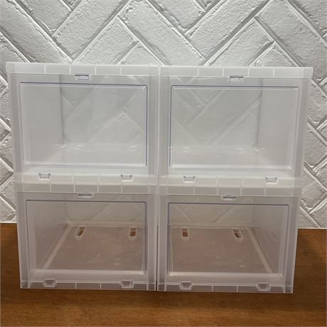 Set of 4 Iris Stackable Drop Front Storage Containers