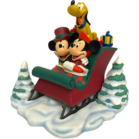 Disney Mickey Mouse Christmas Collection "Sleigh Ride" Music Box w/ Orig. Box