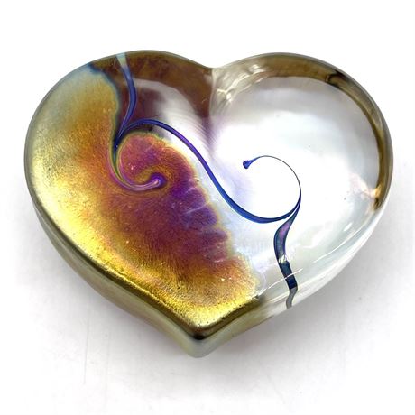 Robert Held Signed Art Glass Studio Heart Paperweight