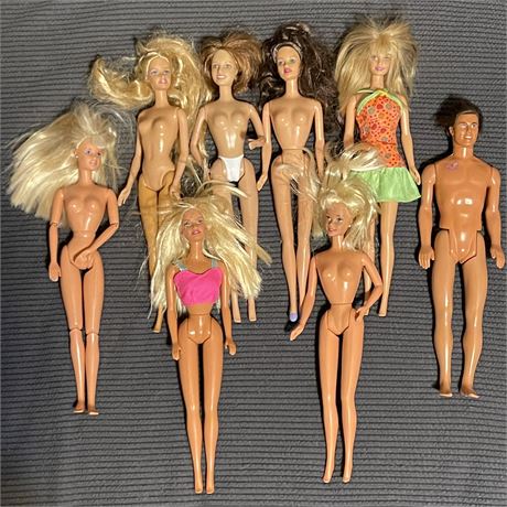 Grouping of 8 Vintage Barbie Dolls