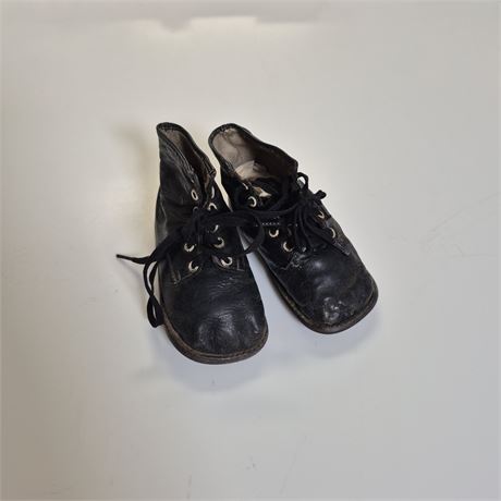 Vtg Black Leather Children’s Shoes