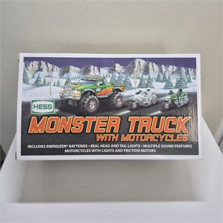 NIB Hess Monster Truck w/Motorcycles