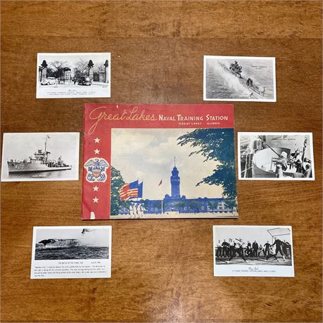 WWII US Naval Training Station Program Book and Photographs