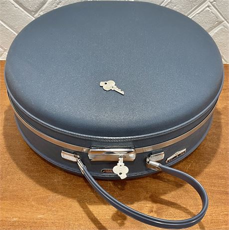 Vtg American Tourister Train Case Round Hat Box w/ Keys