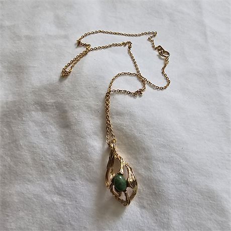 Green Moss Agate Stone Necklace Pendant.