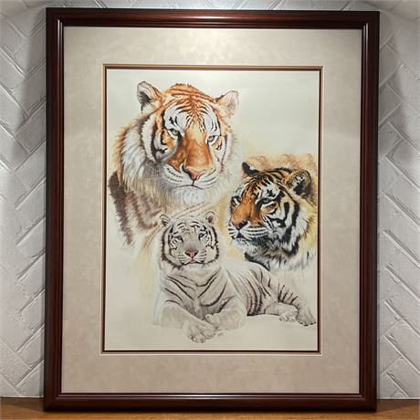 Large Signed Barbara Keith 2001 "Trinity" Art Print Matted & Framed behind Glass