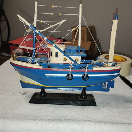 Wooden model of a fishing boat,