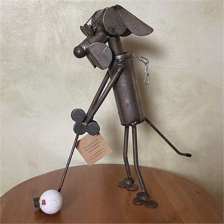 Yard Birds Golfing Dog - Handcrafted from Scrap and Reject Metal Parts