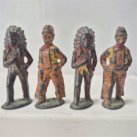 2 Metal Cowboys & 2 Metal Indians