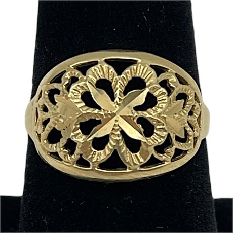 14K Yellow Gold Filigree Size 7 Ring