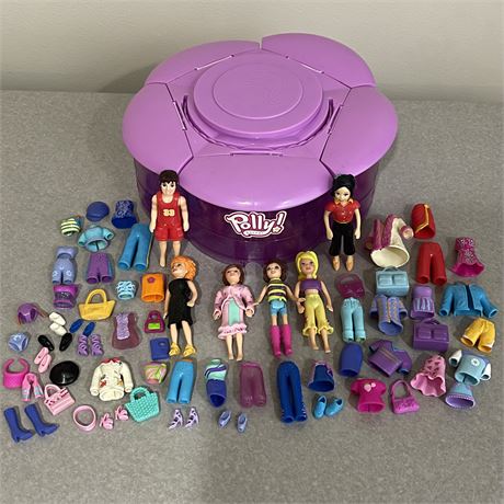 Polly Pocket Carry Case along with Dolls and Accessories