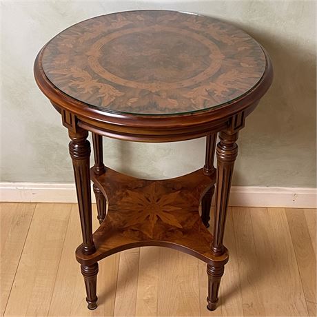 2-Tier Solid Side Table with Glass Top