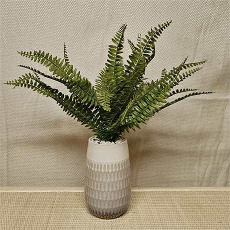 Faux Boston Fern in a Decorative Ceramic Pot