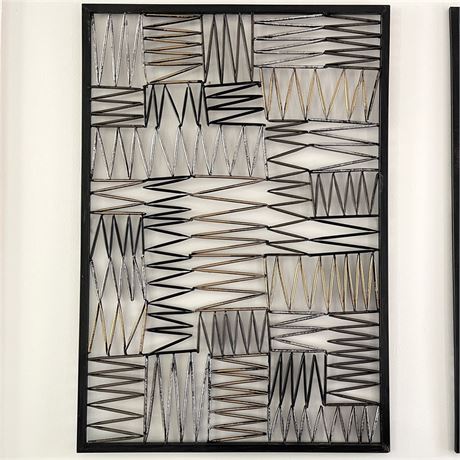 Heavy Metal Wire Geometric Patchwork Wall Panel by Sterling