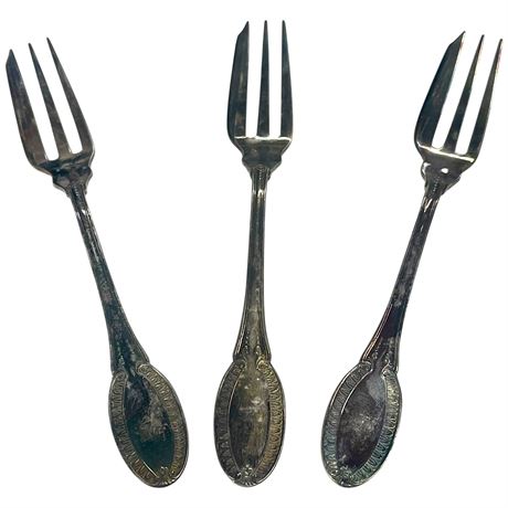 Three .800 Silver 3-Tine Pastry Forks (Lot 2)