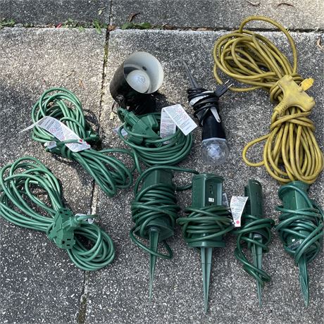 Outlet Power Strip Lawn Stakes, Outdoor Extension Cords, & Outdoor Spot Lights