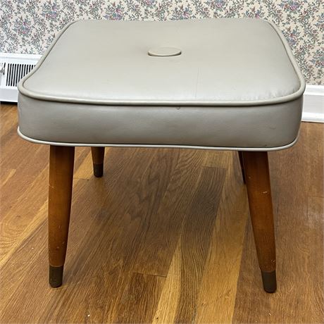 Mid Century Light Gray Vinyl Stool