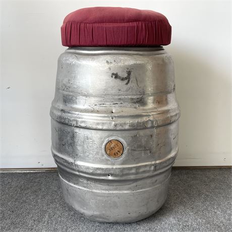 Vintage Firestone Stainless Steel Beer Keg with Padded Seat Topper