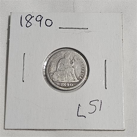 1890 Seated Liberty Dime. Silver