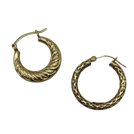 Mismatched 14kt Gold Hoop Earrings