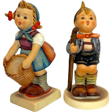 1972 Goebel Hummel "Little Helper" and "Little Hiker" Stylized Bee Figurines