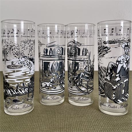 Vtg Stephen Foster Melodies Collectible Sweet Tea Drinking Glasses