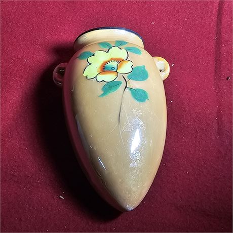 vintage ceramic wall pocket vase, likely Japanese lusterware.