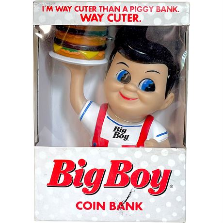 NIB 2014 Big Boy Mascot w/ Hamburger Vinyl Souvenir Coin Bank