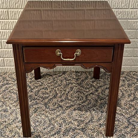 Drexel Heritage Cherry Wood Single Drawer Side Table