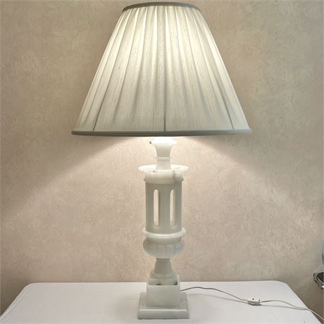 Heavy White Alabaster Table Lamp