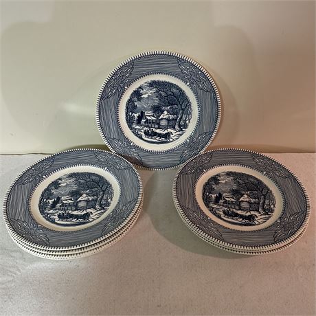 Set of 8 Currier and Ives Monarch Underglaze Print Collector Plates