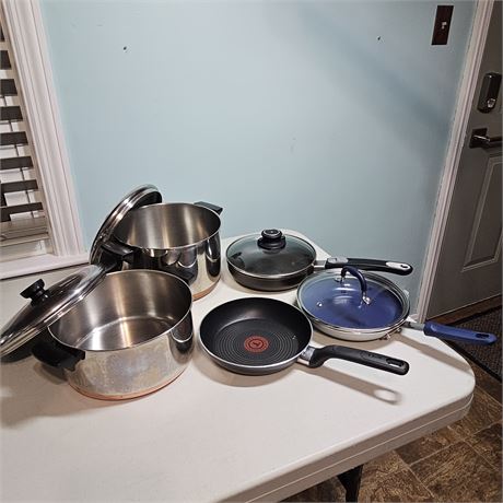 Assorted Pots & Pans Lot incl. Pampered Chef, T-Fal, Revere & Nutri-Chef