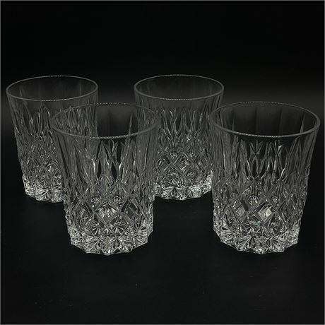 Set of 4 Vintage Cut Crystal Whiskey Glasses (Makers Mark Unknown)