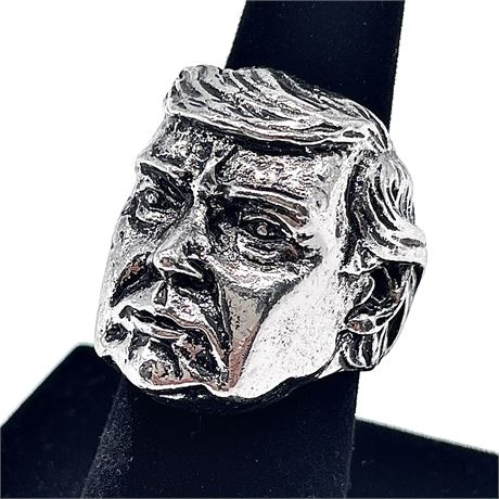 Donald Trump Silver Tone Large Face Ring