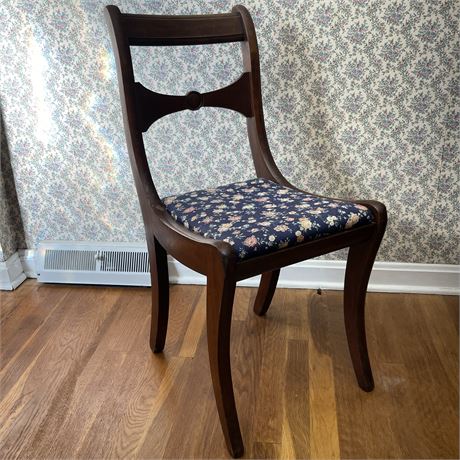 Antique Duncan Phyfe Style Wooden Upholstered Accent Chair