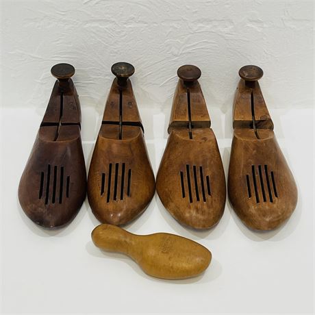 Bundle of Antique Wooden Shoe Forms or Stretchers