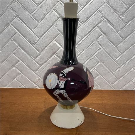 Marc Bellaire Signed MCM Ceramic w/Glossy Finish & Brass, Rembrandt Table Lamp