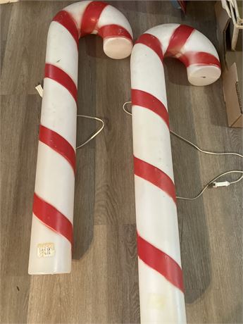2  Lighted blow mold candy cane.