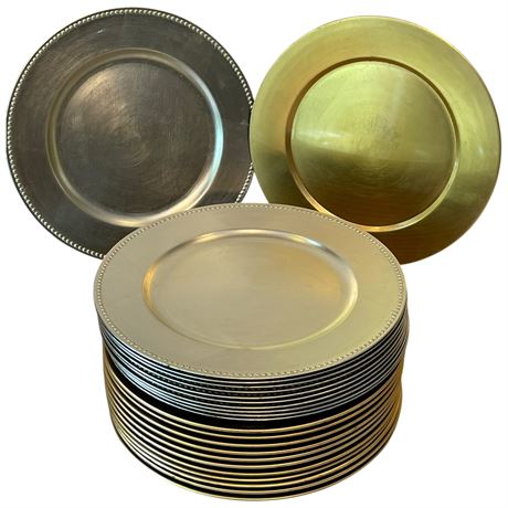 (12)Gold & (10)Silver Toned Charger Plates