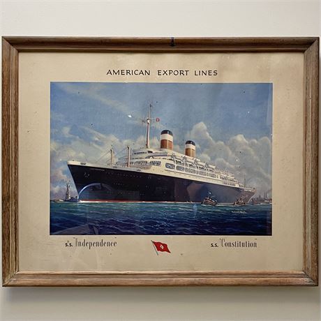Signed Fredrick J. Hertz "American Export Lines" Framed Print