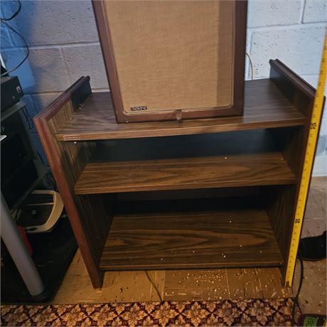 Multi-level, wooden audio or media storage unit,
