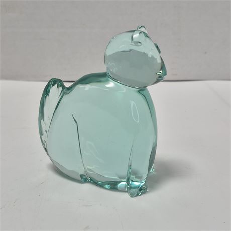 Vintage Ice Green Crystal Cat Figurine/Paperweight