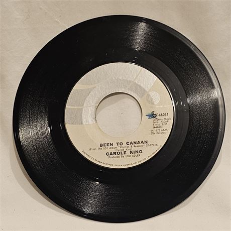 45 RPM vinyl record of the song "Been to Canaan" by Carole King.