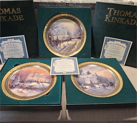 Thomas Kinkade Christmas Plates in original boxes w/COA
