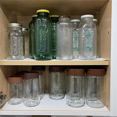 Assortment of Lidded Glass Jars